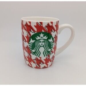 Starbucks Houndstooth Mug Red White Green Logo Coffee Tea Cup 10oz Microwave‎